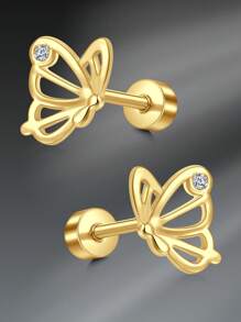 CIZME Pendientes de tuerca de acero inoxidable de 16/20 calibres para cartílago, hélice, piercings, anillos para la nariz, aro para el septum, anillos para el labio, pendientes de espalda plana para mujeres