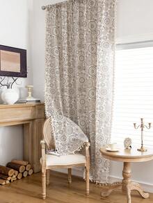 1 件波西米亚复古窗帘，几何图案搭配米色蕾丝边，厨房短窗帘，房间隔断门帘，适用于家居装饰、卧室、书房、客厅、阳台、露台、窗扉，四季皆宜，秋季装饰 - 咖色 - 查看 4