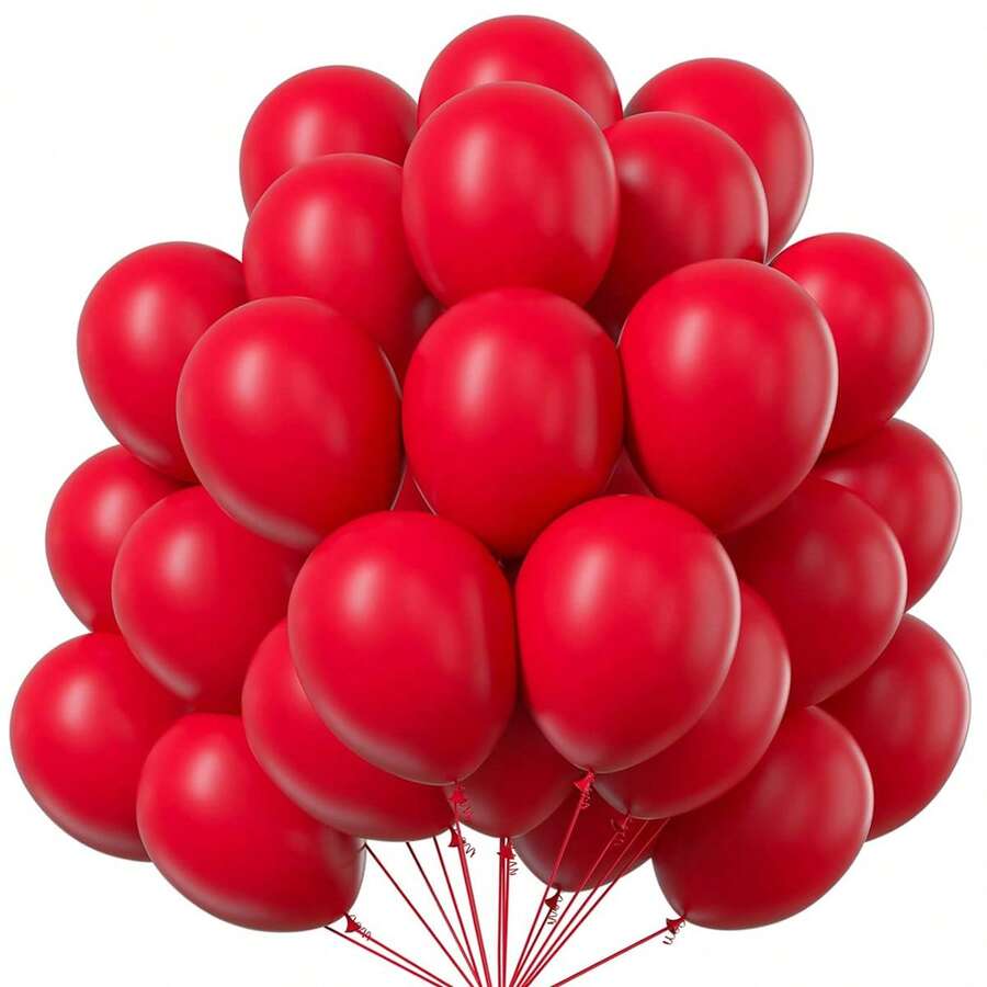 Red Balloons 25pcs/50pcs 12 Inch Happy Birthday Party Balloons Christmas Wedding Valentine's Day Theme Party Decorations - Red - View 1