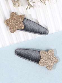 2 Stück/4 Stück glitzernde Stern BB Clips Samt Haarschmuck süß und niedlich für den Alltag