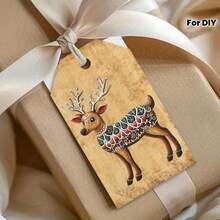 10 piezas de etiquetas de regalo vintage - Diseños únicos con Papá Noel, pan de jengibre, renos, muñeco de nieve, cuerda de bramante para tarjetas DIY, decoración de árboles, decoraciones para el hogar y fiestas navideñas