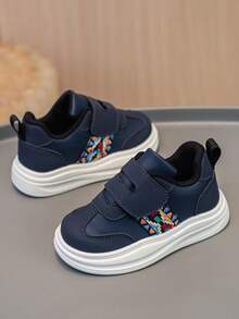 1 Pair New Fashionable Soft Bottom Baby White Shoes, Unisex Casual Hook And Loop Children Sports Shoes, Suitable For Spring And Autumn - Blue - View 2