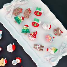 12 Stücke rote Weihnachts-Cartoon-Schuh-Charms für Clogs, Sandalen und Dekoration, DIY-Accessoires