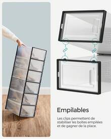 SONGMICS Shoe Boxes - Black - View 3