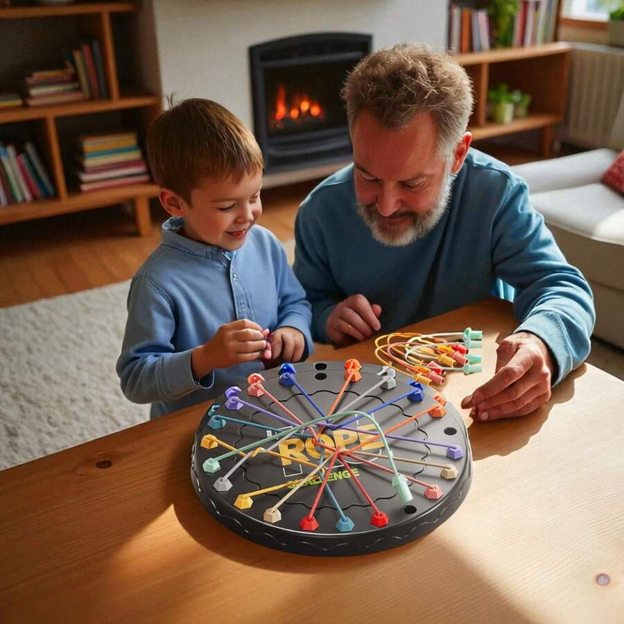 Tecforood 1 Set Rope Challenge Puzzle Game, Brain Teaser Logic Toy, Rope & Ring Puzzle, Desktop Family Party Game For Logical Thinking, Parent-Child Game, Back To School, Christmas Gift