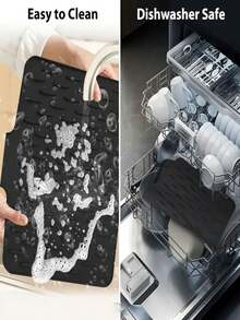 15.75" X 12.6" Non-Slip Silicone Drain Mat For Kitchen, Built-In Drainage Design, Heat Resistant & Easy To Clean, Suitable For Countertop, Sink, Fridge, Multi-Color Options - Multicolor - View 8