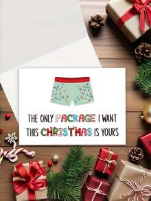 1pc Romantic Christmas Card For Couples - Love Greeting Card With Envelope, "Only Package I Want Is Yours" Message For Boyfriend, Girlfriend, Husband, Wife, Anniversary Or Xmas Gifts - Multicolor - View 4