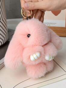 可爱兔子钥匙扣，柔软毛绒材质，白色、粉色、黑色和红色兔子，小巧精致，非常适合装饰背包、手提包和钥匙，生日礼物、节日礼物、毛绒玩具 - 彩色 - 查看 14