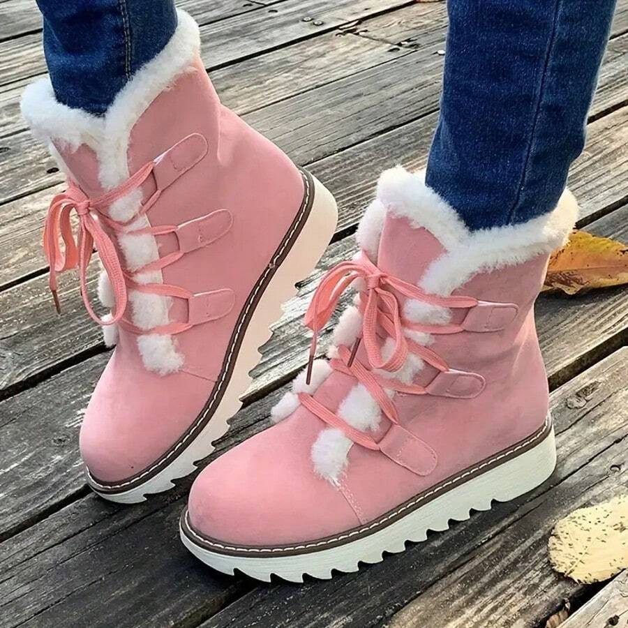 New Women's Comfortable And Fashionable Snow Boots Women's Boots/Plush Style, Snow Punching, Shopping, Skiing Trip, Bring A Sense Of Winter Ritual - màu nâu - Xem 1