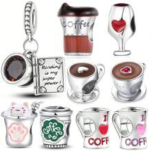 吊饰咖啡杯猫甜甜圈饮料系列珠子吊饰吊坠球适用于手链 DIY 女士珠宝