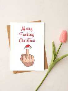 1pc Funny Humorous Christmas Card With Envelope - Merry Christmas Holiday Greeting Card For Laughter - Festive Design For Gift Giving, Friends, Family, Coworkers - Multicolor - View 7