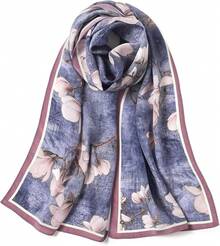 100% Seda de Morera Bufanda Larga para Mujeres de 55"*14" Pañuelo y Bufanda para el Cuello - Toalla Rectangular para el Cabello con Empaque de Regalo - Verde-3 - Ver 29