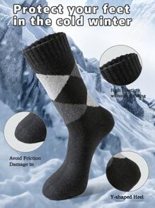 5双男士加厚保暖羊毛袜，保暖内衬，舒适袜