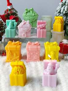 Christmas Gift Box, Teddy Bear, Christmas Tree, Santa Claus, Gingerbread Man 3D Silicone Mold, Candle Mold, Durable 3D Silicone Mold, Exquisite Structure Easy To Disassemble And Clean, Specially Designed For Batch Candle Production, Compatible With Plaster Sculptures And Creative Graffiti, Inspiring Unlimited Imagination And Creativity For DIY Enthusiasts, Supporting Repeated Batch Production Of Candles Home Decor Christmas Decorations Room Decor, Christmas Gifts