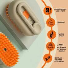 1pc Rechargeable Cat/Dog Steam Brush, Anti-Static Cat Grooming Spray Brush, Massage, Clean, Dematting - Multicolor - View 4