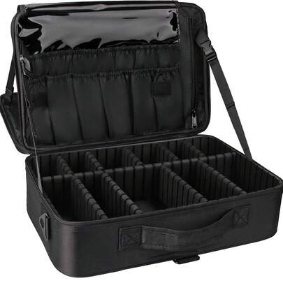 1个旅行化妆箱，化妆品收纳盒，便携式化妆师整理包，带可调节隔板，可收纳化妆品、化妆刷、洗漱用品、珠宝、数码配件，也可作为房间装饰品。