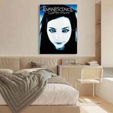 Framed Evanescence "Fallen" Frame Canvas Wall Art - Music Concert Poster, Festive Christmas Decor For Bedroom Ambiance, Dark Blue & Black Album Artwork, Festive Decoration | Music Poster | Stylish Typography, Music Room Decor, 2D Flat, Perfect For Room Decor - Đóng khung - Xem 5