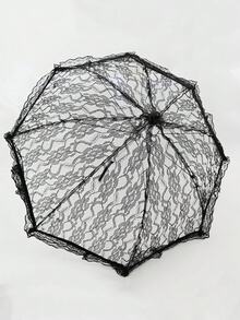 1pc Polyester Lace Umbrella, Suitable For 6-8 Years Old Flower Girl, Wedding, Performance, Evening Party, All Season