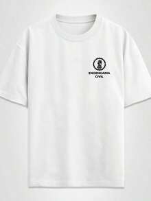 Basic Unisex T-Shirt 100% Cotton College Printed Civil Engineering Shirt - White - View 1