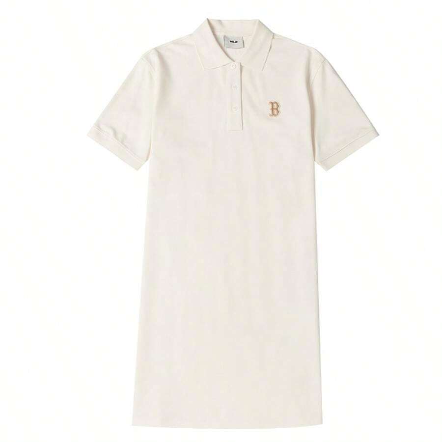 Damen Basic Polokragen Pikee Kleid