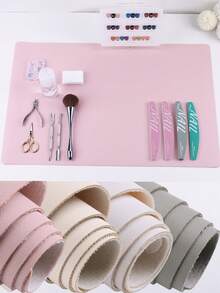 粉色、白色、灰色、米色美甲桌垫防水可折叠美甲清洁桌垫多功能美容化妆桌垫美甲工具美甲用品DIY（2件） - 彩色 - 查看 2