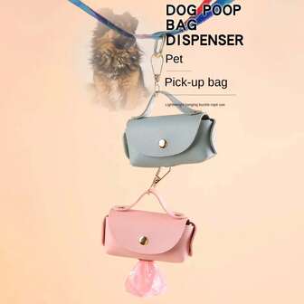 1 قطعة موزع أكياس فضلات الكلاب من الجلد العصري، يمكن تعليقه على الحبل، حامل أكياس فضلات محمول مع موزع، اكسسوارات أكياس نفايات الحيوانات الأليفة