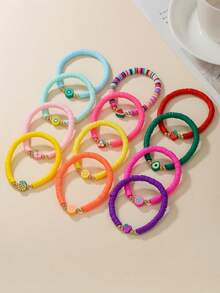 12 件水果形状聚合物粘土串珠手链，手链套装可堆叠手饰用于装饰 - 均碼 - 查看 3