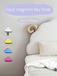 1 قطعة خطاف مغناطيسي قوي مضاد للاختراق بتصميم سحابة لتعليق المفاتيح في المنزل - خطاف مفاتيح مغناطيسي متعدد الوظائف للتعليق على الحائط في المدخل أو الممر، التصميم المريح على شكل سحابة له تأثير مهدئ ويضيء الزاوية بشكل فوري عند التعليق