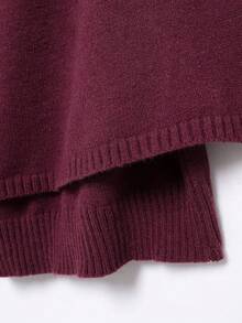 Áo len dệt kim cổ khăn choàng đa năng thời trang nữ - Màu đỏ tím - Xem 8