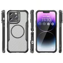 Magnetic Apple 15 Pro Max Phone Case, Carbon Fiber, 15 Plus, 15 Pro Phone Case, 15 Micro-Perforated TPU Full Coverage PC Two-In-One IP, Compatible With 14 Pro Max, 16 Pro Max, 16 Pro, 16, 12, 13, And 14 - Black - View 12