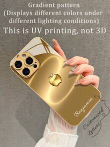 1pc Customized High-Definition Glass Phone Case With Gradient Apple Pattern, Compatible With Apple 16 Pro Max/15/14 Plus/13 Pro/12 Pro Max/11/XsMax/8/7/6Plus And Galaxy S24 Ultra/S25 Ultra. , Fashionable, Colorful, Cute, Fun, Minimalist, Matching Phone Case, Kawaii Customized, Personalized, Unique, Ideal Customized Gift For Boyfriend, Girlfriend, Family, Friends, Grandparents, Couples, Anniversary, Birthday,Season Picks