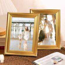 1pc/4pcs Luxury Gold Photo Frames, 3D Edge Design, 3.5x5", 4x6", 5x7", 6x8", 8x10" Options, Decor For Living Room, Bedroom, Office, Wedding, Anniversary, Christmas, Pet Memorial, Comes With Random Photo Paper (For Reference Only)