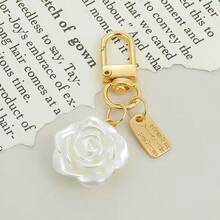 Nhãn chữ hợp kim thời trang, trang trí treo họa tiết ngọc trai, phụ kiện túi xách - Màu be - Xem 2