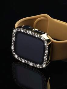 Compatible With Apple Watch Case With Hd Ultra-Thin Tempered Glass Screen Protector, Double Row Of Sparkling Crystal Rhinestone Rhinestones, Drop-Proof And Scratch-Resistant Hard Pc Ultra-Protective Cover, Compatible With Apple Watch Series 11/10/9/8/7/6/5/4/Se, 40/41/42/44/45/46mm Protective Case For Women - Gold - View 10