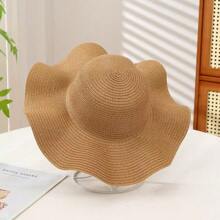 Plain Solid Color Daisy Casual Summer New Outdoor Wavy Brim Sun Hat, Versatile & Breathable For Sun Protection - Khaki - View 2