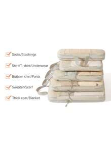 مكعبات تعبئة مضغوطة، حقيبة تخزين الملابس، مجموعة أكياس تخزين السفر، منظم ضغط قابل لإعادة الاستخدام ذو سعة كبيرة، مزدوج الطبقة مزدوج السحاب، مناسب للرجال والنساء في الأعمال أو العطلات أو السفر، مصنوع من مادة النايلون، ضروريات السفر