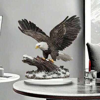 Escultura de águia em acrílico 2D de 1 peça - Placa de decoração de mesa multiuso, ideal para escritório, sala de estar, jardim, pátio, decoração de arte interna/externa, presente perfeito para Ação de Graças, Halloween, Ano Novo, Natal