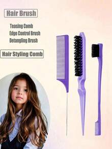 7件套美发造型工具套装，包括200毫升喷雾瓶、顺发梳、蓬松梳、尖尾梳、发际线梳、编发工具、弹性发圈剪钳、一次性发圈取下器、卷发圈取下器 - 彩色 - 查看 11