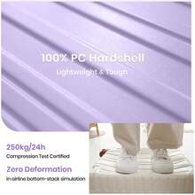 20'' Suitcase 54x38x22cm Super Lightweight PC Hard Shell Small Suitcase With TSA Lock & 4 Spinner Wheels - Mauve Purple - View 3