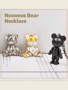 Cosmos NCosmos Bear Vintage Neutral Pendant Necklace Copper Gun Black/Antique Silver/White 3-Color Optional Fashion Daily Birthday Gift