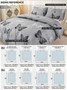 3pcs/Set Butterfly Pattern Duvet Cover Set(1 Duvet Cover & 2 Pillowcase)Soft And Skin-Friendly Duvet Cover Bedding Set For Home, All Season Bed Sheets Set - Multicolor - View 3