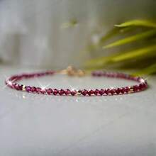 Vòng tay đơn giản bằng hạt đá Garnet tự nhiên dành cho người sinh tháng 1 | Bảo vệ năng lượng tích cực và sức sống | Quà tặng cho bạn gái, bạn thân, sinh nhật, năm mới | Vòng tay tinh tế - Nhiều màu - Xem 3
