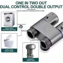 Divisor de grifo de inodoro de 2 vías, kit de rociador de grifo de inodoro, válvula de control doble de 1 en 2 salidas, doble control de dos salidas, grifo de lavadora de doble control, válvula - Negro - Ver 3