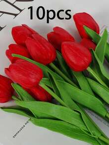 3/10 件人造郁金香花装饰，逼真的假郁金香花束，适用于家庭、办公室、婚礼、派对、花园装饰、客厅、卧室、餐桌、室内室外 - 粉色 - 查看 16