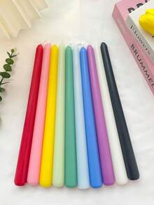 Crystal Candlestick & Colored Candle Set, 3 Crystal Candlesticks , 4 10inch Colored Cone Smokeless Candles – Wedding & Dining Table Ambiance Decoration