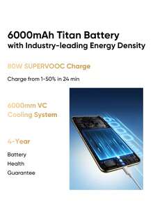 Realme 14 Pro+ 解锁手机 8GB+256GB / 12GB+512GB 全球版，AI 5G LTE，安卓 15 智能手机，骁龙 7s Gen3 处理器手机，6000mAh 长寿命电池，80W 快速充电 - 白色 - 查看 10