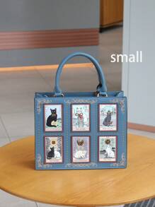 2025 High-End Fashion Summer New Women Handbag, Niche Design Tarot Card Diamond Tote Bag, Large Capacity Y2K Cute Cat Bag, Unique Handmade Embroidery Beaded Briefcase, Retro One Shoulder Tote Bag - Multicolor - View 21