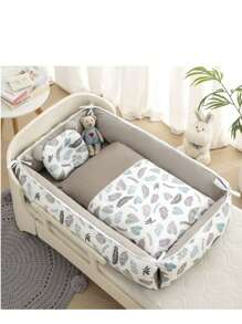 可折叠婴儿床同睡床，便携式高边保护婴儿床，哺乳床和亲子床，防压睡眠床