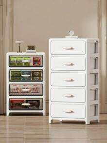 3/4/5/6-poziomowa wielofunkcyjna szuflada z rolkami – składana szafka z pojedynczymi drzwiami – trwała, plastikowa szuflada, oszczędzająca miejsce półka kuchenna na przekąski, napoje, książki, ubrania, odpowiednia do kuchni, salonu, gabinetu i łazienki