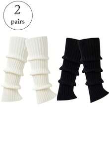 40厘米 半双装 洛丽塔风格 女士长袜 羊毛针织 脚套 臂套 Y2K风格 秋冬袜 靴套 长筒袜 圣诞礼物 - 保暖腿套 - 查看 1